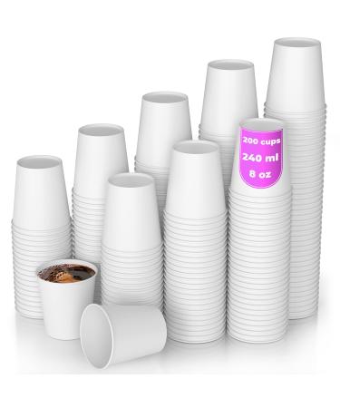 200 white paper cups 8 oz 240 ml for taking coffee with you