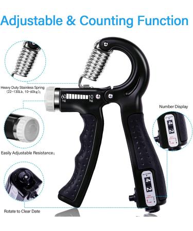 ALMAH Hand Grip Strengthener Kit (5 Pack) - Adjustable Forearm & Finger Exerciser Set with Carry Bag - Buy Online on SooperMarket.com