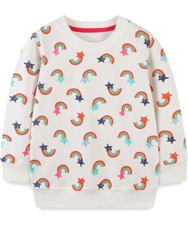 Girls Cotton Sweatshirt | Long Sleeve Casual Jumper | Toddler T-Shirt for Ages 1-12 | White | Size 4-5 Years - Buy Online on SooperMarket.com