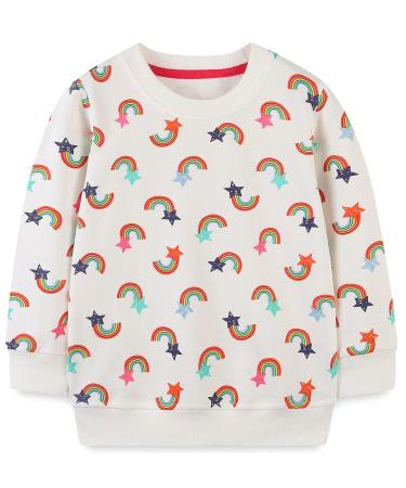 Girls Sweatshirt for Kids Cotton Top Casual Jumper Girl T Shirt Toddler Clothes Long Sleeve Pullover Age 1-12 Years 3-4 Years White