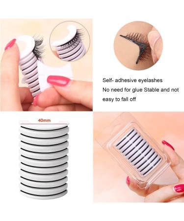 Reusable Self-Adhesive Eyelashes Wispy Fake Eyelashes Natural Look Fluffy Curling Long Eyelashes No Glue/Eyeliner/Magnet Needed Waterproof and Easy to Put on - Buy Online on SooperMarket.com
