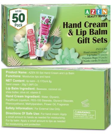 AZEN 50 Sets Hand Cream & Lip Balm Bulk - Perfect Bridal Shower & Thank You Gifts for Guests | Wedding Favors with Organza Bags & Cards - Buy Online on SooperMarket.com
