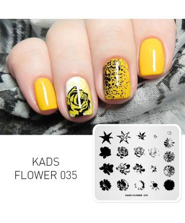 KADS Nail Stamping Plate Flower Nature Nail Art Stamp Template DIY Image Template Manicure Stamping Plate Stencil Tools (FL035)