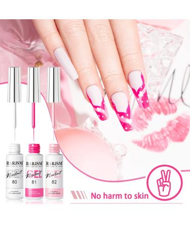 RARJSM Gel Liner Nail Art Polish Set - 6pcs Black White Pink Red Glitter Silver Gold 8ml - Soak off, Curing, Thin Brush - Home Salon DIY - Buy Online on SooperMarket.com