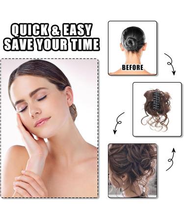 Long beard ball head wig bun grab clip Fluffy natural scrunchie bridal cocktail hairpin Messy Hair Bun Extensions Curly Wavy Hair Scrunchies claw Clip Messy Bun Hairpiece (Dark brown) - Buy Online on SooperMarket.com