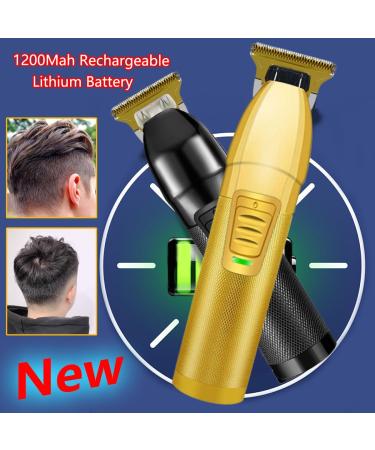 Professional Cordless Hair Clippers Set for Men - Rechargeable with 10 Styling Combs | 2 Pieces Black Gold - Buy Online on SooperMarket.com