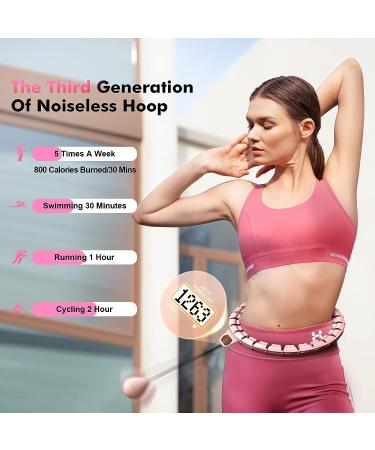 UNTIL Weighted Hula Fit Hoop Plus Size for Adults - 3rd Gen Noiseless Fitness Hoop with Counter - 26 Detachable Links - 2-in-1 Abdominal Fitness Massage - Pink - Buy Online on SooperMarket.com