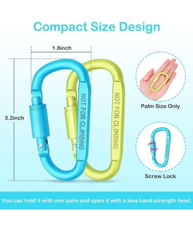 Craebuer 4 Pack 3 inch Aluminum D-Ring Carabiner Clips - Locking Snap Hook for Outdoor Camping & Hiking - Buy Online on SooperMarket.com