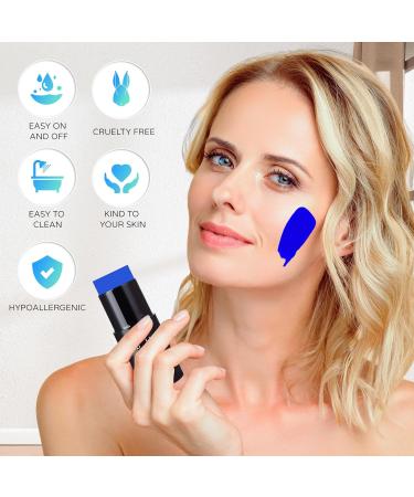 Go Ho Water Based Blue Face Paint Stick - 1.06 Oz Washable & Non-Toxic Makeup for Adults & Children - Full Coverage Cream Body Paint for Theater, Halloween, SFX & Cosplay - Buy Online on SooperMarket.com