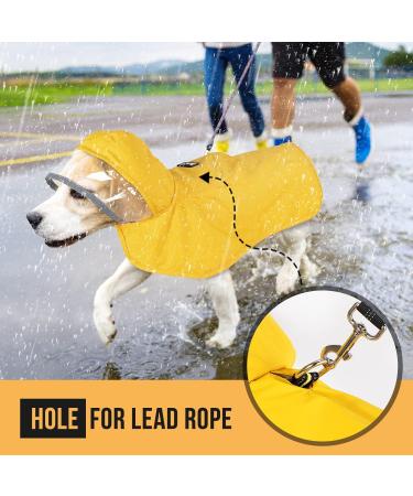 Lukovee Dog Raincoat with Clear Hood & Reflective Rim - Adjustable Waterproof Jacket for Dogs - Yellow - Size Large - Buy Online on SooperMarket.com