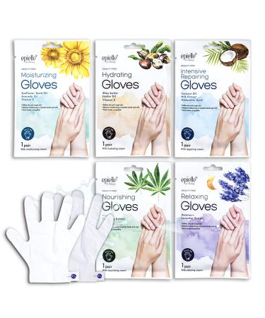 epielle New Moisturizing Socks and Gloves for Hand and Foot Care | Assorted 5 Pairs Gloves (Gloves 5 Pairs) Stocking Stuffers!!