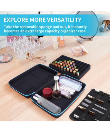 HESPLUS Essential Oil Storage Case - 70 Slot Cyan Holder for 5ml, 10ml, 15ml, 20ml Bottles & Roller Bottles - Portable Aromatherapy Organizer Bag for Travel - Buy Online on SooperMarket.com