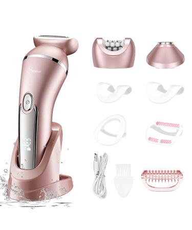 Hatteker Electric Razor for Women 3 in 1 Lady Shaver Kit for Face Chin Arm Leg Armpit Bikini Cordless Portable Painless Electric Epilator IPX7 Waterproof USB Rechargeable Dry Wet
