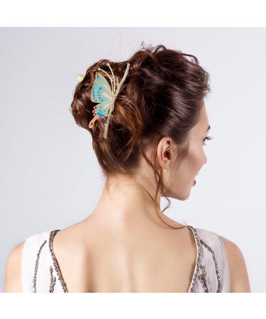 4-Pc Set 4.3 Inch Butterfly Hair Claw Clips - Sparkly Non-Slip Metal Hairpins for Women & Girls - Buy Online on SooperMarket.com