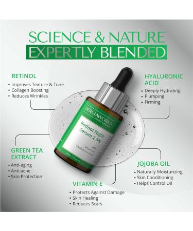 DERMAWORKS Retinol Serum with Vitamin E & Hyaluronic Acid - Anti-Aging Collagen Serum for Acne Treatment & Hydration - Buy Online on SooperMarket.com