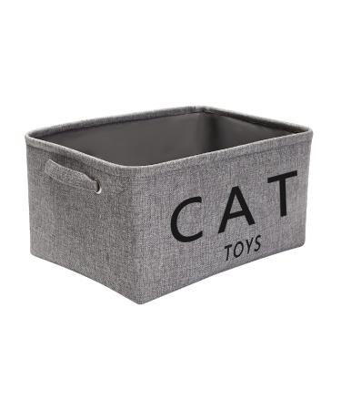 Canva cat toy box Basket storage-cat hamper toys for indoor cats- pet toy box-Gray-CAT 40x30x20 cm (Pack of 1) Gray