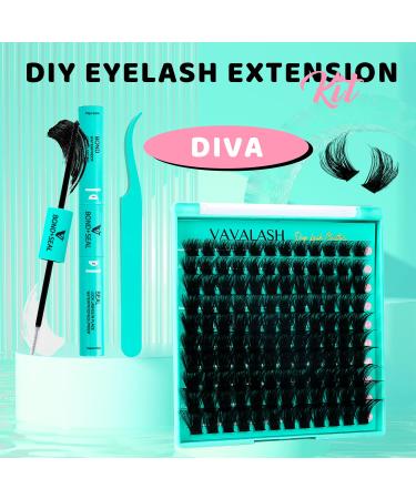 VAVALASH DIY Lash Extension Kit - Diva Volume Cluster Lashes 10-18mm | Individual Eyelash Extension Kit with Bond & Seal Glue | Perfect for Home Use - Buy Online on SooperMarket.com