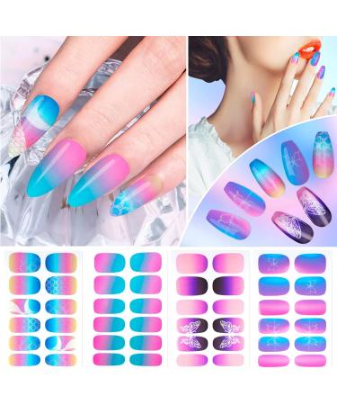 Gradient Color Nail Wraps 8 Sheet Set with Nail File & Scissors - Multicoloured Nail Art Strips for Women & Girls - Buy Online on SooperMarket.com