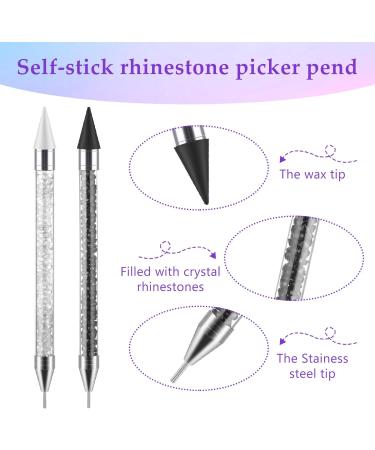 Andibro Rhinestone Picker Tool Set Dual-end Diamond Dotting Pens Wax Pencil Acrylic Pickup Kit for Nail Gems Stones DIY Nail Art Crafts 2 Dotting Pen 2 Wax Tip 2 Nail Art Tweezer(Black+White) - Buy Online on SooperMarket.com