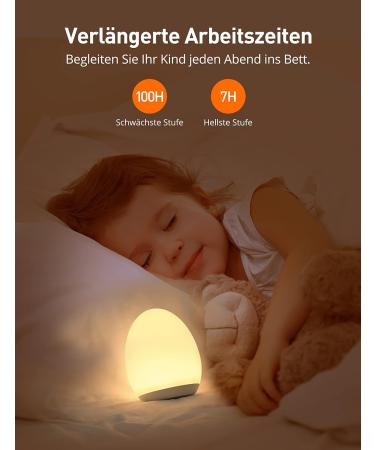 Synighty Dimmable Silicone LED Night Light for Children - 8 Color Changing 1-Hour Timer Memory Function Type C Charging - Perfect Egg-Shaped Bedside Lamp for Breastfeeding (White) - Buy Online on SooperMarket.com