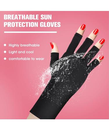 WLLHYF Anti UV Gel Nail Gloves - Fingerless Sun Protection Gloves 22cm-Black - Buy Online on SooperMarket.com