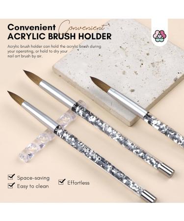 Saviland 4-Piece Acrylic Nail Brush Set with Holder & Cuticle Pusher - Nail Art Tools for Acrylic Powder, Extensions, and Carving | Home DIY and Salon Use - Buy Online on SooperMarket.com