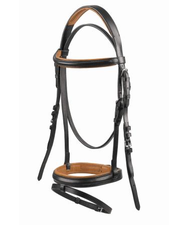 Start Simple bridle horse with reins bridle for horses English combined noseband 19mm web reins bridle leather for Shetland pony thoroughbred warmblood and coldblood (Cob Black/Brown) Cob Black/Brown