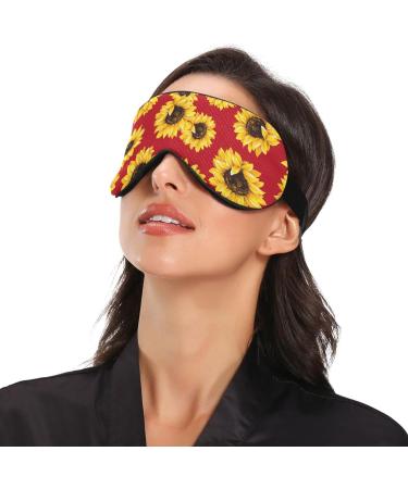 Haskirky Light Blocking Eye Mask - Breathable & Adjustable for Men and Women | Perfect for Travel, Yoga, Meditation, Office & Deep Sleep - Red Sunflower Design - Buy Online on SooperMarket.com