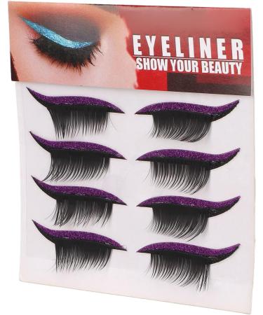 Eyelash Stickers Set 4 Pairs Reusable Waterproof Self Adhesive Glitter Easy to Use Makeup Bold Colors Black Wide Application (Purple) - Buy Online on SooperMarket.com