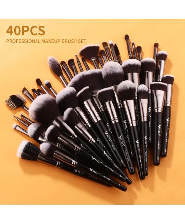 BEILI 40Pcs Professional Synthetic Makeup Brush Set for Foundation Blending Face Powder Blush Eye Shadows - Premium Kabuki Brushes Kit - Buy Online on SooperMarket.com