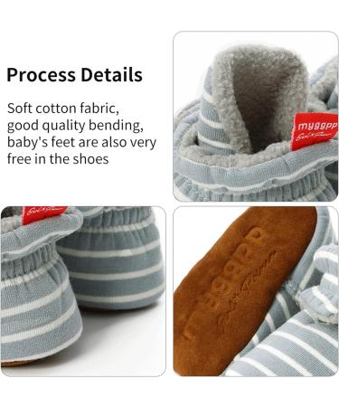TMEOG Baby Booties Slippers - Infant Winter Boots for Boys & Girls 6-12 Months - Light Green Striped - Buy Online on SooperMarket.com