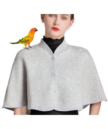 Parrot Anti-Scratch Shoulder Protector, Bird Diaper Poop Cover Pad for Parakeets Cockatiels Conures, Cotton Shawl Cape for Birds to Stand on Shoulders, Pet Arm Guard for Lovebirds Finches Macaws Grey