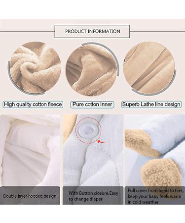 Newborn Baby Cartoon Bear Snowsuit Winter Coat 6-9 Months | Fleece Hooded Romper Jumpsuit - Khaki Dog - Buy Online on SooperMarket.com