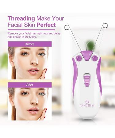 Rose Red Cordless Electric Facial Threading Hair Removal for Women - Rechargeable Face Hair Remover for Vellus Hair on Face & Chin - Buy Online on SooperMarket.com