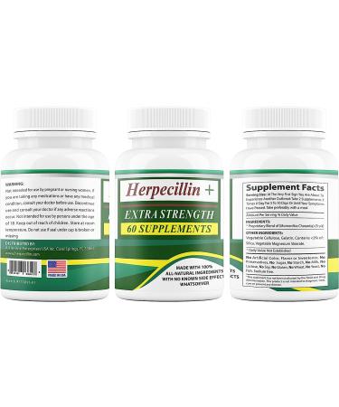 Herpecillin Plus: Immune Support for Shingles, Genital & Cold Sores - 60 Supplements - Buy Online on SooperMarket.com
