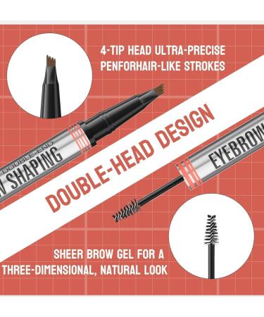 2 in 1 Waterproof 3D Eyebrow Pencil with Eyebrow Gel Micro Eyebrow Pencil with 4 Fork Tip Applicator 2024 New Eyebrow Pencil Effortlessly Creates Natural Looking Brows (Dark brown+Light brown) - Buy Online on SooperMarket.com
