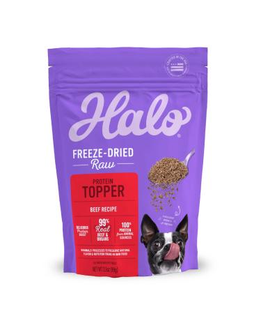 Halo Freeze Dried Raw Topper, Beef Protein Recipe, Freeze Dried Raw, Real Meat Topper, All Life Stages, 3.5-OZ Bag