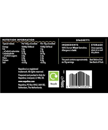 Napolina Spaghetti 500g - Authentic Italian Pasta - Pack of 1 - Buy Online on SooperMarket.com