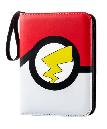 4-Pocket Binder for Trading Cards with 50 Removable Sheets Holds 400 Cards, Card Book Collector Album Folder for Yugioh, MTG, TCG, Trading Card Holder with Zipper-Toys Gifts for Boys Girls, Red Red+white with 4 Pocket