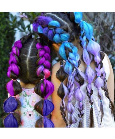 Aomig Ombre Braids Extensions - 24 Strands Artificial Hair for Box Braids | Purple Light Violet Sea Blue - Ideal for Braiding - Buy Online on SooperMarket.com