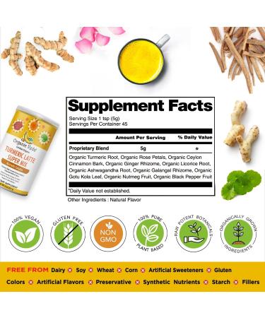 Organic Veda Turmeric Golden Super Milk Latte Mix - USDA Certified, High Curcumin & Ayurvedic Herbs for Energy, Focus & Immune Support - 8 oz - Buy Online on SooperMarket.com