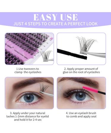 D Curl Cluster Lashes 0.07mm 12-16mm C4+ZW Mixed DIY Lash Extensions | Reusable Soft Wispy Individual Clusters | RR-12-16mm Classic/Mega-0.07D - Buy Online on SooperMarket.com
