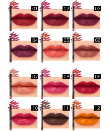 12Pcs Lip Liner Set Lip Liners Lipliner Set Lip Liner Pencil Lip Liner Contour Pencil Matte Lipstick Makeup Tool Set Long Lasting Lip Liners - Buy Online on SooperMarket.com