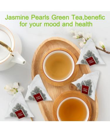 MQUPIN Jasmine Dragon Pearls Tea Bags - 150g/5.29oz (50 Bags, 3g Each) Pure Natural Jasmine Green Tea Balls - No Additives - Buy Online on SooperMarket.com