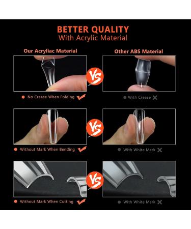 Clear Long Coffin False Nail Tips BOLASEN 500Pcs Full Cover Ballerina False Nails and Glue Fake Nails Artificial Fingernails Tip Clear Acrylic Nail Tips for Nail Salon & Home DIY 10 Sizes 500 Count (Pack of 1) - Buy Online on SooperMarket.com