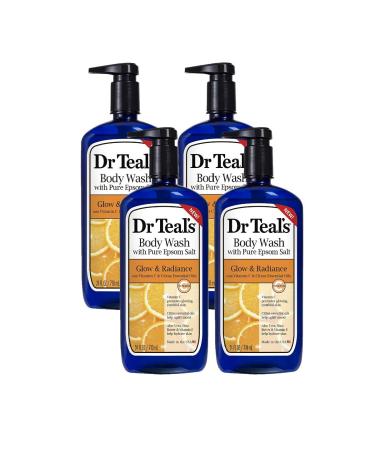 Dr Teal's Glow & Radiance with Vitamin C & Citrus Essential Oils Body Wash 24oz Pack of 4 Citrus 24 Fl Oz (Pack of 4)