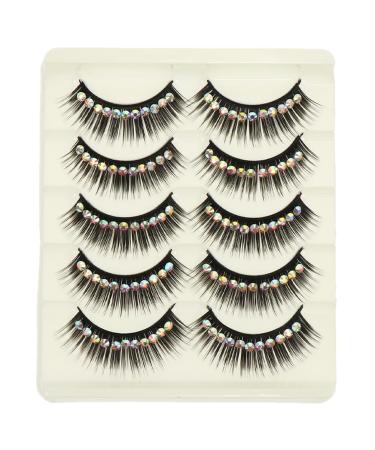 KALLORY False Eyelashes 10 Pairs Decorative Fake Lash Shiny Gems Eyelashes Women Makeup Supplies False Lashes