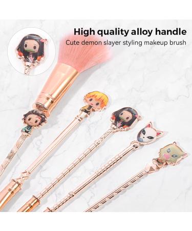 Metal Handle Demon Slayer Anime Makeup Brush Set - 5pcs Pink Gift for Girls & Women - Buy Online on SooperMarket.com