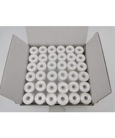 Prewound Bobbin, Plastic Sided, Size L(SA155, Size 9.4), White, 144pcs, 60S/2 Polyester for embroidery, Doublelin, Compatible with Babylock,Barudan,Brother,Consew,Juki,Singer,Tajima & More(60S2,White) 60S2 White