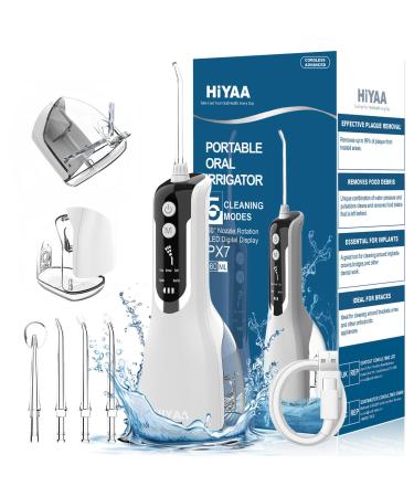 Water Flossers for Teeth Cordless Oral Irrigator Dental Flosser with 5 Modes 360ML Portable Dental Water Flosser with 4 Jet Tips & USB Rechargeable Use for Travel-White